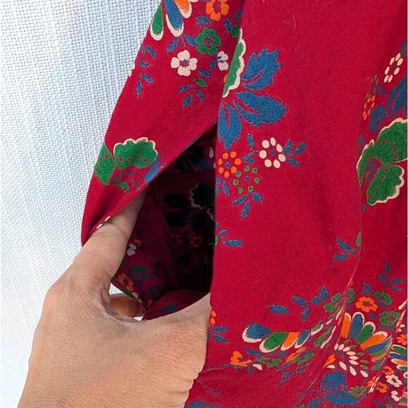 Ulla Johnson Milena Patchwork Cotton/Linen V-neck Midi Dress, size 6 - Picture 5 of 9